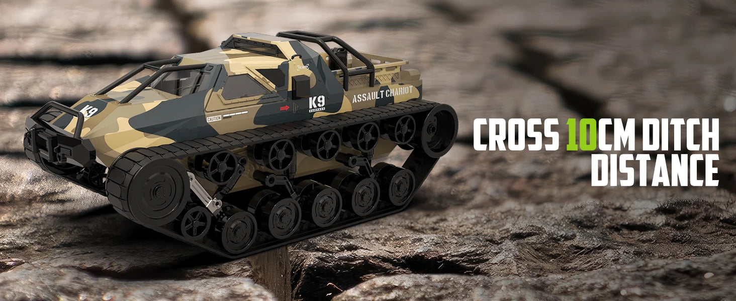 RACENT RC Crawler 1:12 Scale 2.4Ghz Remote Control Tank 4WD 360°Rotating Drifting Car Off-Road All Terrain RC Truck 2 Batteries