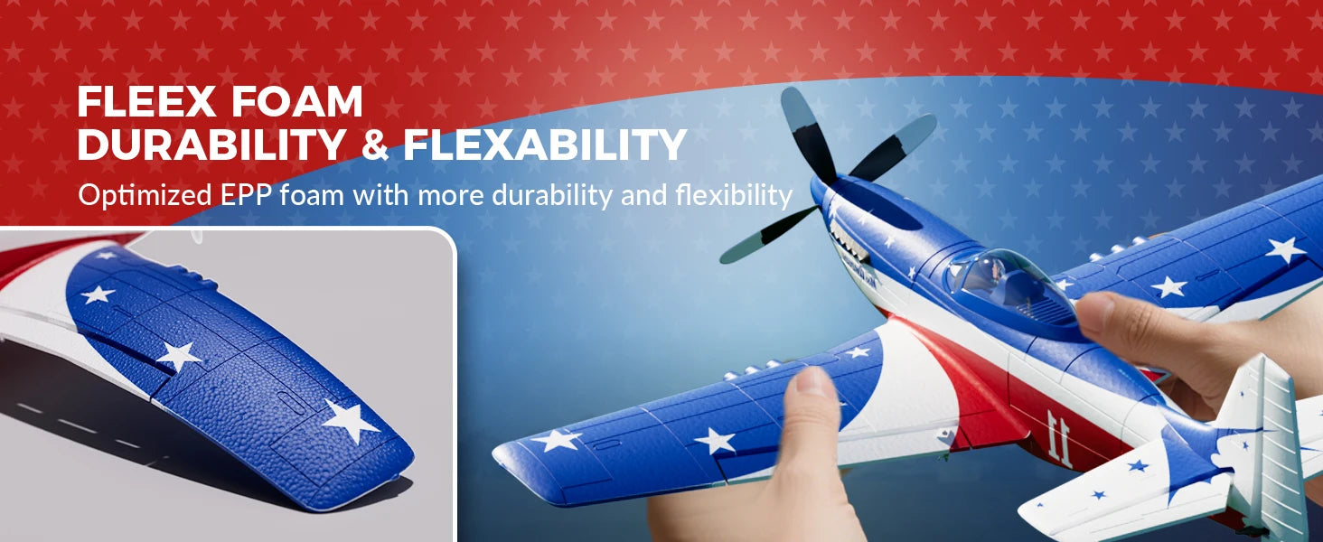 Volantex RC Plane, P51D Mustang RTF RC Airplane,One-Key Aerobatic, Stable and Safe,Suitable for Outdoor Activity and gifts