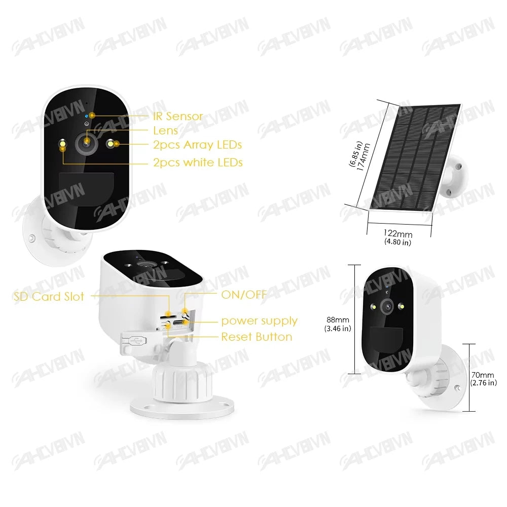 5MP HD Surveillance Solar Camera Wireless WiFi Security Battery Powered IP Camera Home Survalance Protection Rechargeable ICsee