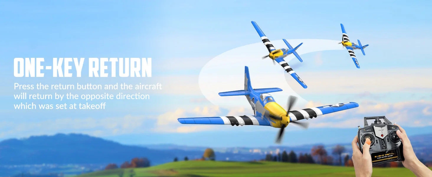 Volantexrc RC Planes for Adults,RTF P-51D Mustang RC Airplane, One-Key Aerobatic, 6-Axis Gyro, Suitable for Outdoors and Gifts