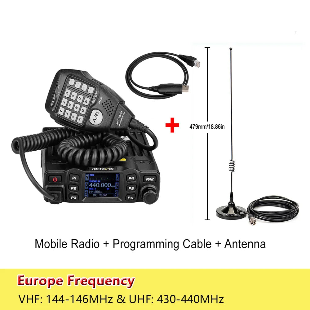 Retevis RT95 Mobile Ham Radio Two-way Car Radio VHF UHF Dual Band Mobile Radio Station Transceiver Base Station for Camping