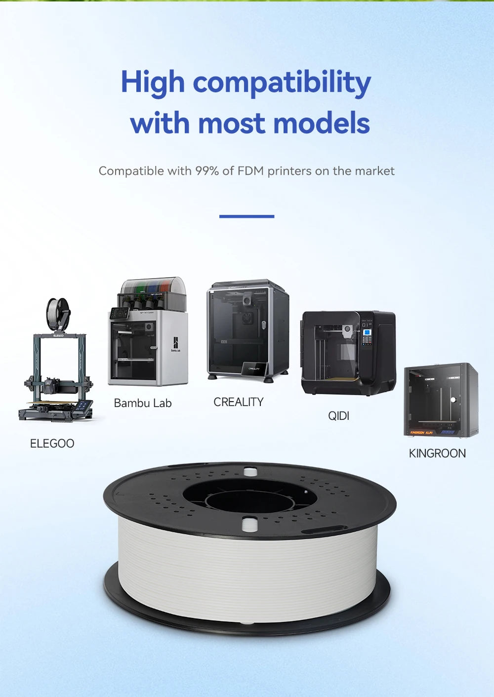 KINGROON 22LBS PETG or PLA filament 3D Printer Filament 10 Rolls 1KG 1.75MM Eco-Friendly Good Toughness Mix Color Free Shipping