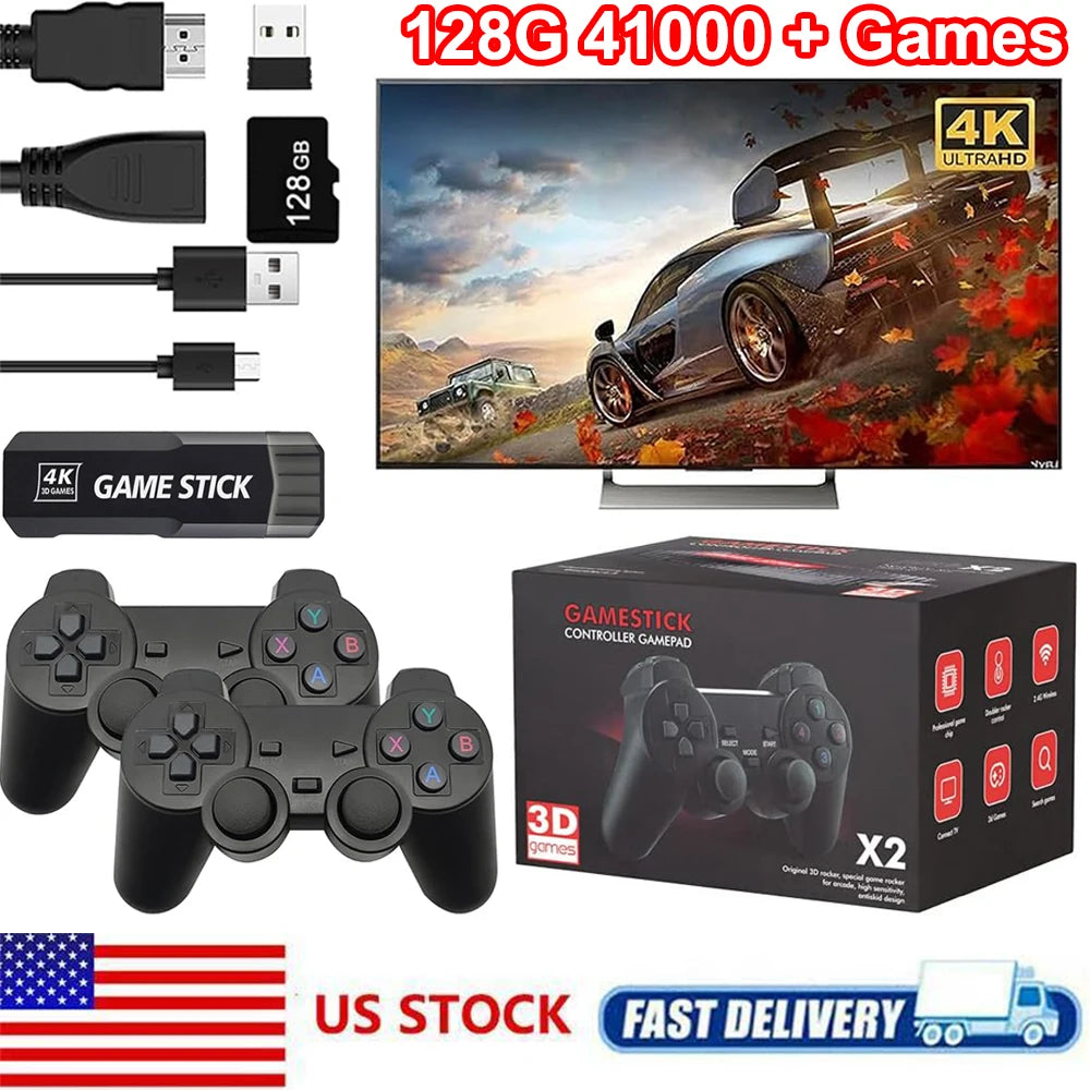 2025 X2 Plus Retro TV Game Console 3D HDMI Output Ultra Low Latency TV Game Stick 2.4G Dual Handles Portable Home Games Console