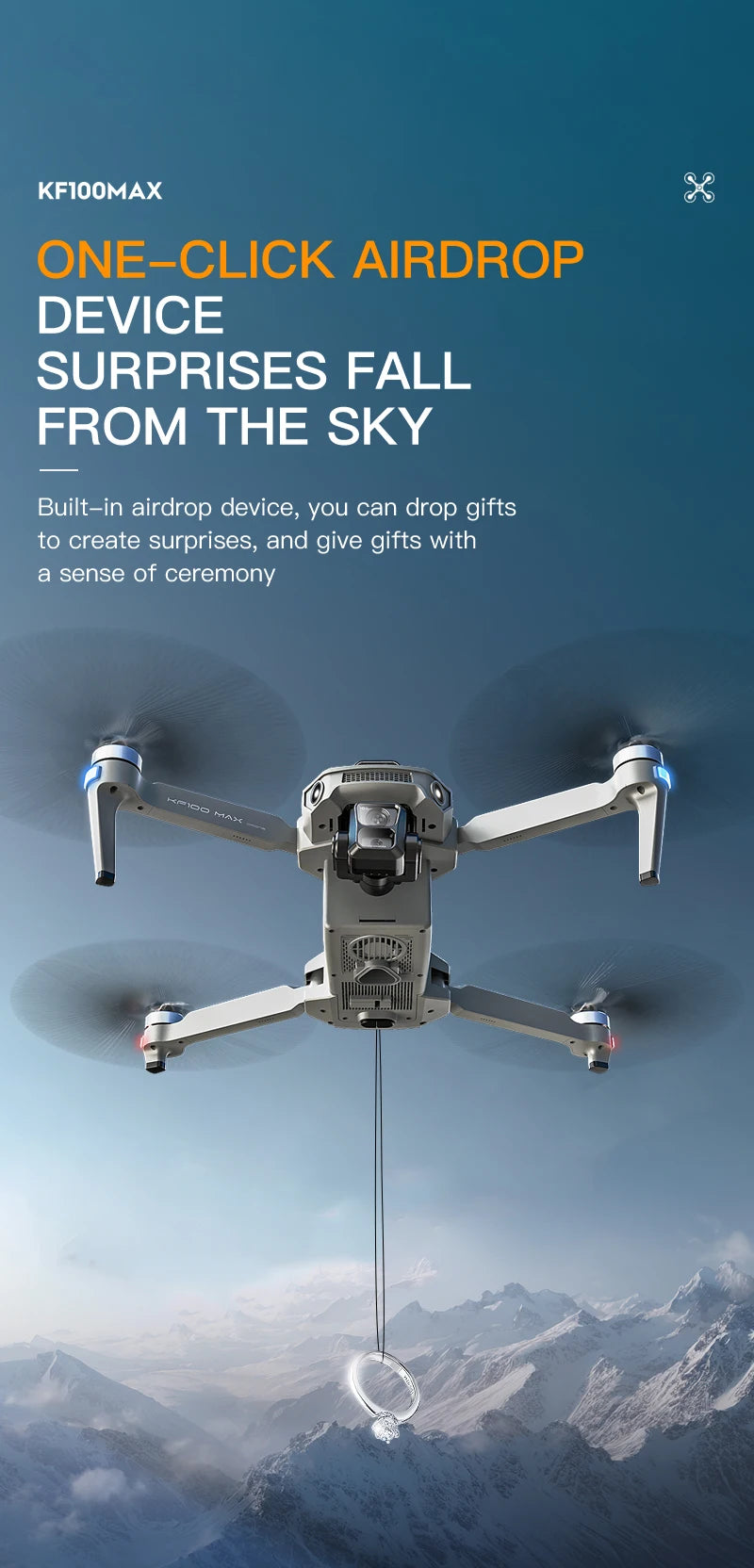 5.5 inch KF100 MAX Large Screen RC Professional GPS Drone With 4K HD Camera 3-Axis Gimbal Brushless For Fishing Drone