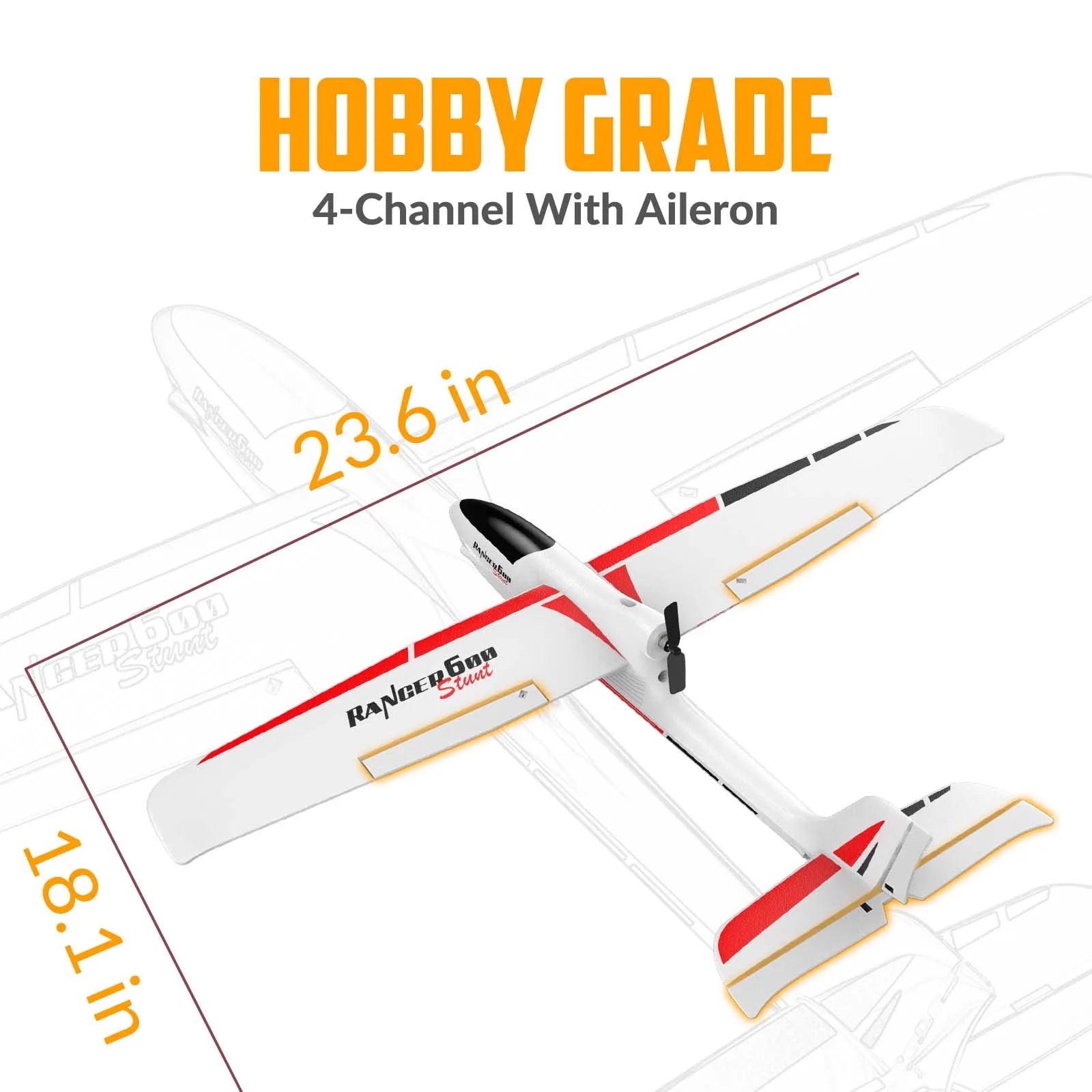 VOLANTEXRC  RC Planes for Adults,4-CH Remote Control Airplane glider with 3 Flight Modes,One-Key Stunts,23.6*18.1 inches,White