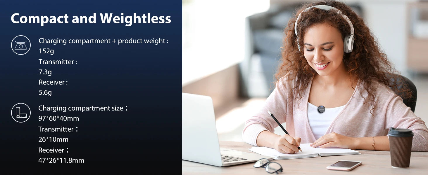 Wireless Lavalier Microphone 200m Pickup 32 Hours Recording For iPhone 15 14 13 /Android/Youtube/Live Streaming Record Interview