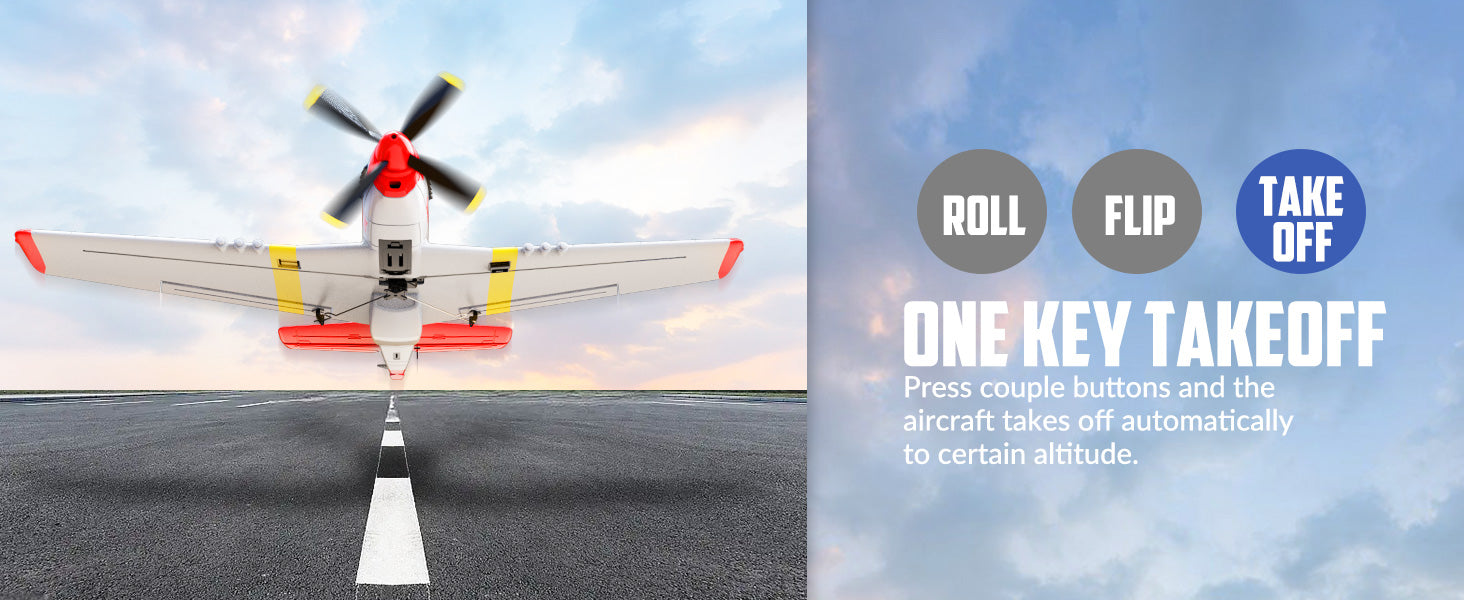 Volantex RC Plane,P-51 Mustang RTF RC Airplane,One-Key Aerobatic, Stable and Safe,Suitable for Outdoor Activity and gifts