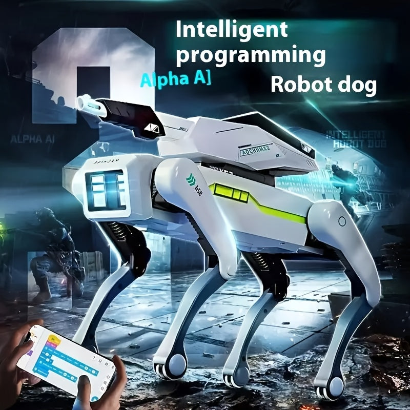 Smart Remote-controlled Toy Dog with A Water Bullet Turret. It Supports AI Voice Control, Connects to Mobile Phones, And Allows Programming & Voice Commands An Ideal Festival Gift., Remote Control Dog, Pet Companion, Interact