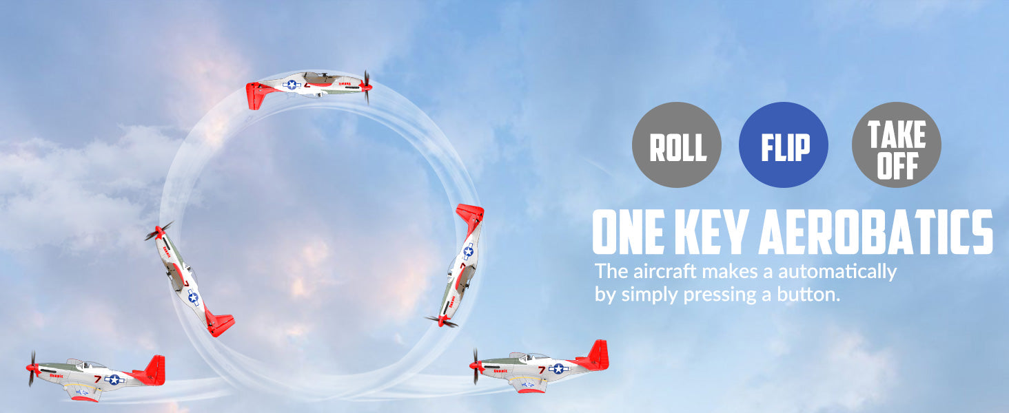 Volantex RC Plane,P-51 Mustang RTF RC Airplane,One-Key Aerobatic, Stable and Safe,Suitable for Outdoor Activity and gifts
