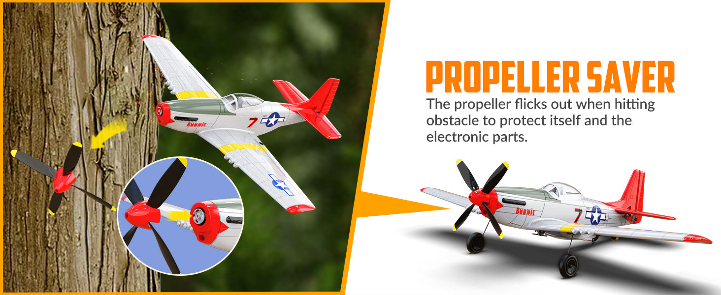 Volantex RC Plane,P-51 Mustang RTF RC Airplane,One-Key Aerobatic, Stable and Safe,Suitable for Outdoor Activity and gifts