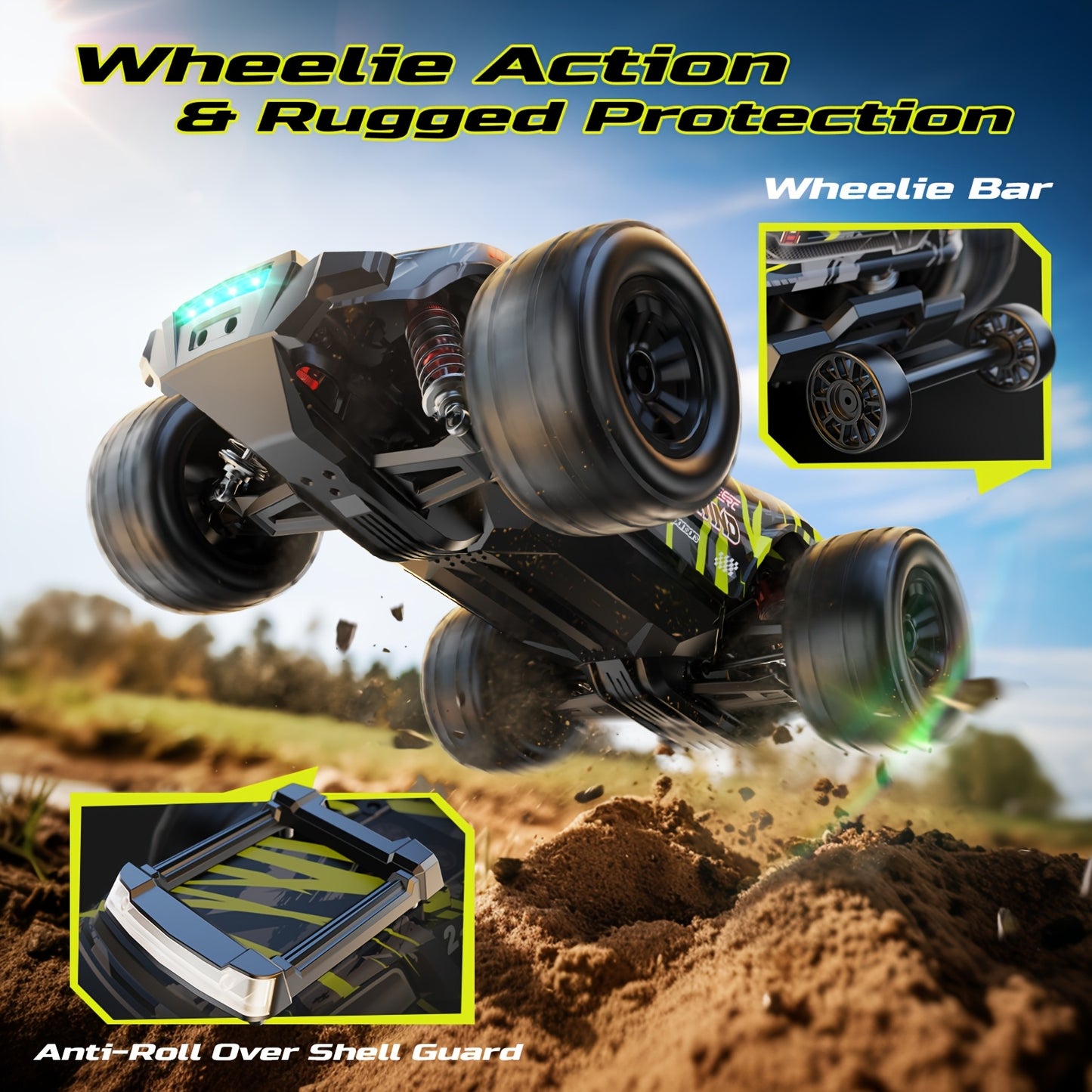 DEERC 1/14 Fast Brushless RC Car for Adults, 43 MPH High Speed 4x4 Off-Road RC Truck, Monster Truggy, All Terrain Remote Control Drift Car for Boys 8-12, 2 Batteries, 3S Lipo Compatible, Highspeed Rc Truck, Allterrain Rc Vehi