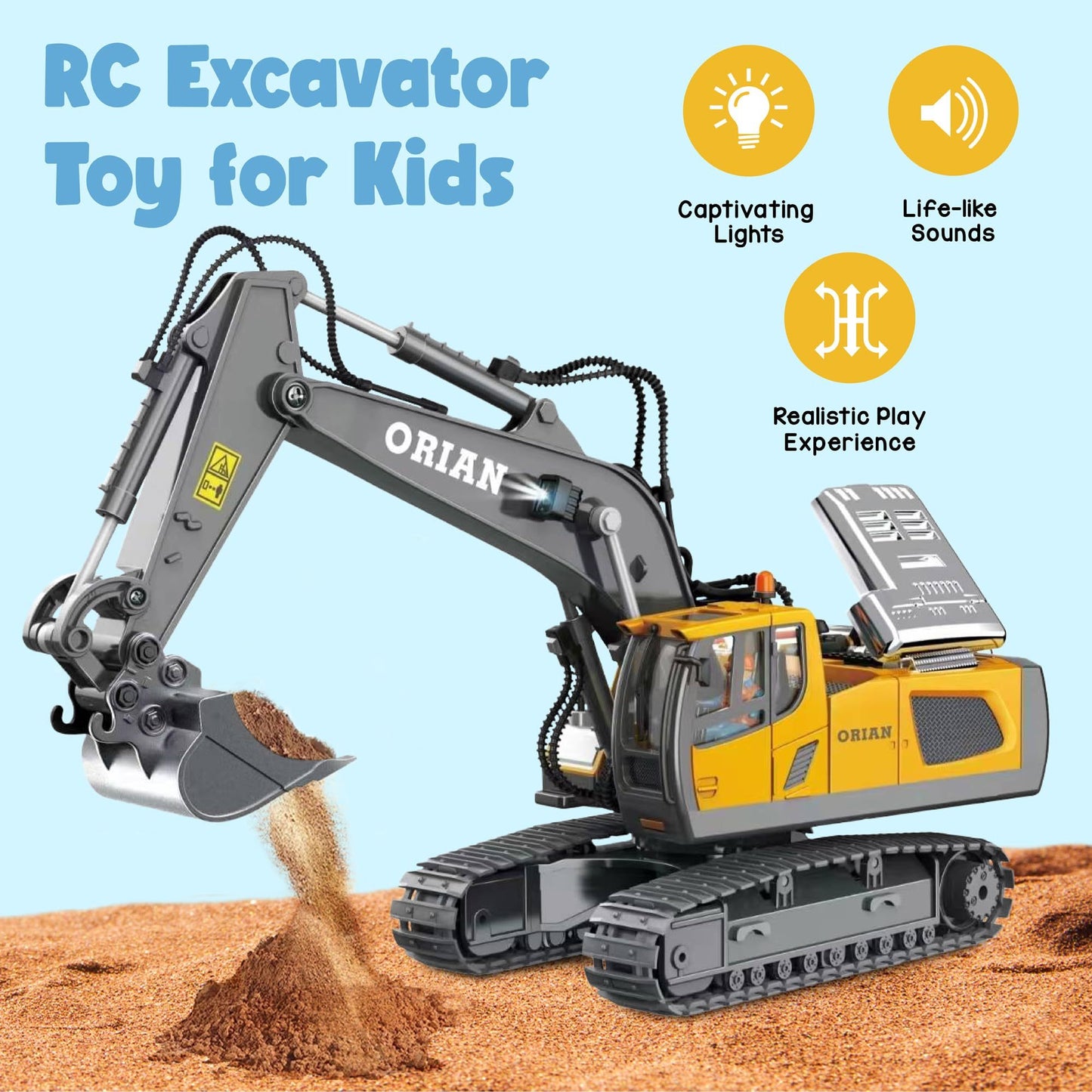 4Pcs set Remote control engineering vehicle set, 2.4G high-tech 11-channel remote control excavator dump truck bulldozer alloy plastic engineering vehicle remote control construction toy car set