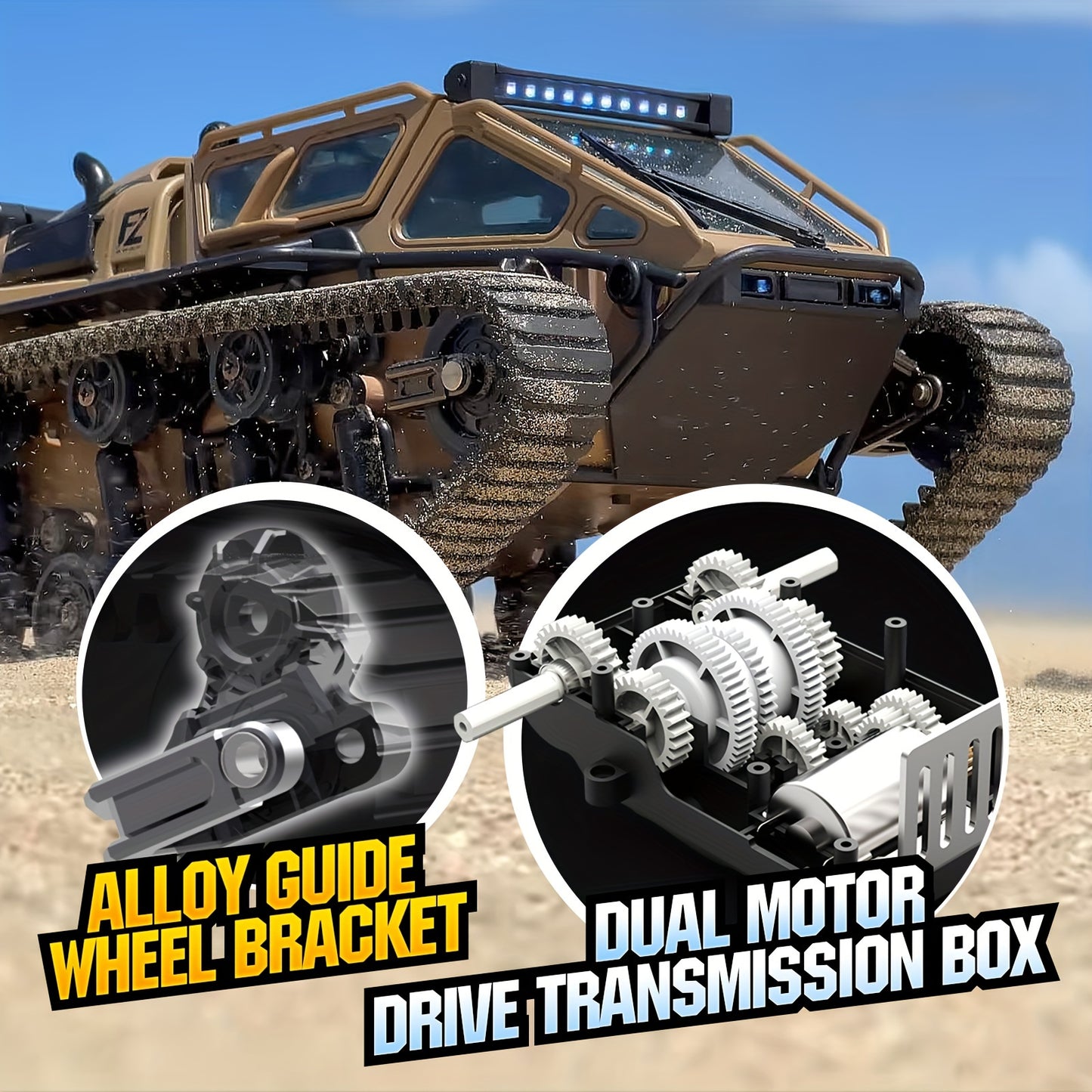 RC Tracked Tank With Full-Proportional Remote Control Car Powerful Offroad For All Terrains With Led Lights And Alloy Door Open Model Military War Car Vehicle Gift For Kids With 2 Batteries