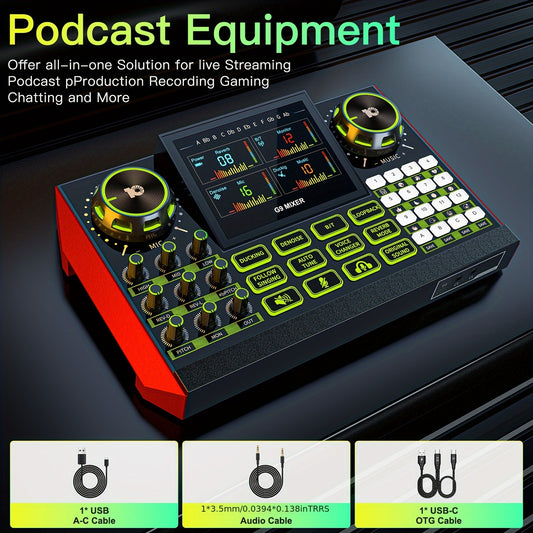 This Mic Mixer Set Podcast Influencer KOL Singing Gaming DJ Mixing Station Controller Equipment Studio Professional Recording Electronic Music Mixer Power Karaoke Machine Available Dynamic Condenser Wired Microphone Portable