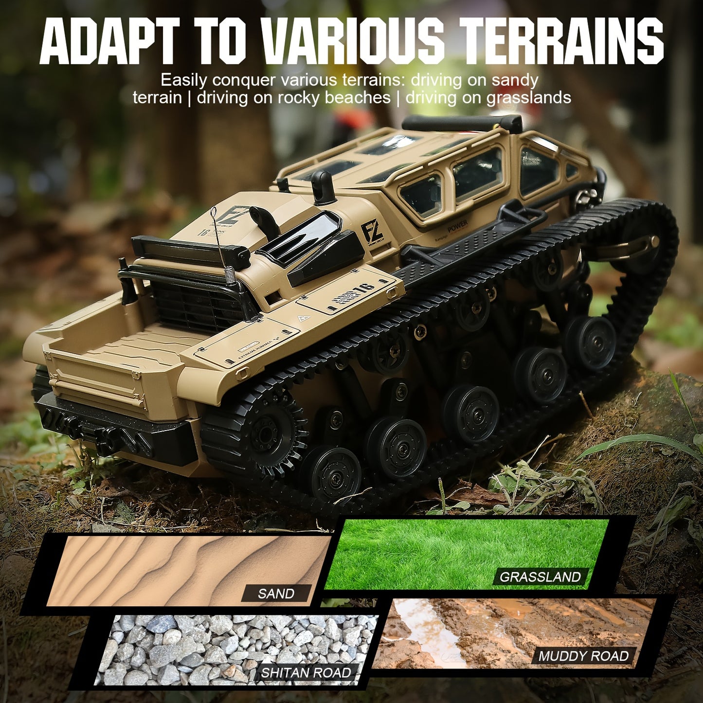 RC Tracked Tank With Full-Proportional Remote Control Car Powerful Offroad For All Terrains With Led Lights And Alloy Door Open Model Military War Car Vehicle Gift For Kids With 2 Batteries