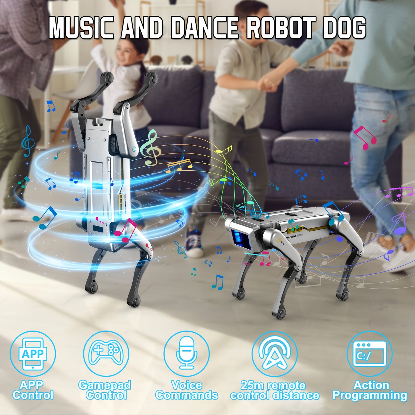 Programmable Wireless Remote Control Robot Dog - 25M Ultra-Long Range, Voice Command & APP Interaction, Multi-Action Modes (Dance/Kungfu/Feeding) For Indoor/Outdoor Play