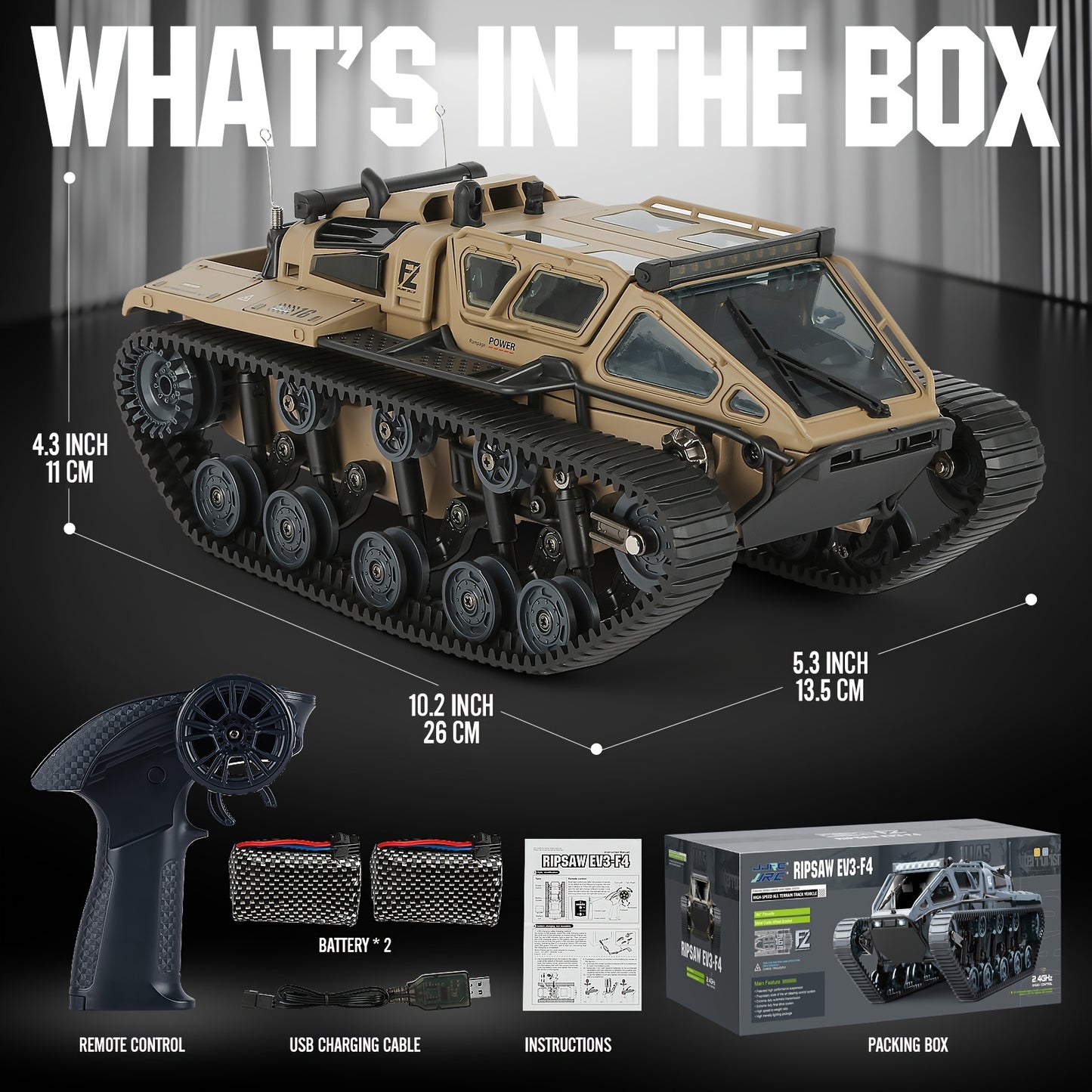 RC Tracked Tank With Full-Proportional Remote Control Car Powerful Offroad For All Terrains With Led Lights And Alloy Door Open Model Military War Car Vehicle Gift For Kids With 2 Batteries