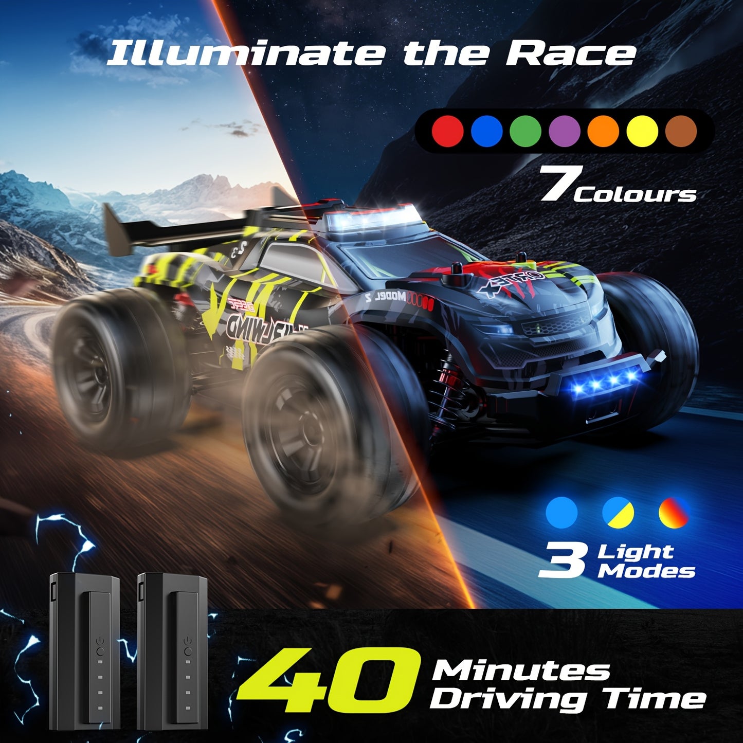DEERC 1/14 Fast Brushless RC Car for Adults, 43 MPH High Speed 4x4 Off-Road RC Truck, Monster Truggy, All Terrain Remote Control Drift Car for Boys 8-12, 2 Batteries, 3S Lipo Compatible, Highspeed Rc Truck, Allterrain Rc Vehi